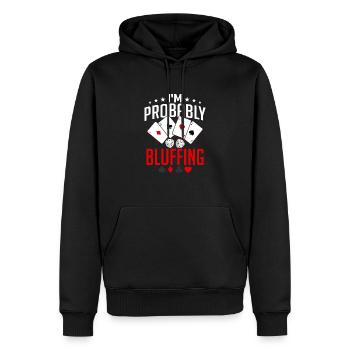 Je bluffe probablement un joueur de poker en train de jouer - Sweat à capuche Premium bio Homme - noir - Devant - Nico (187cm)