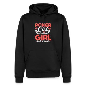 Poker Girl Like A Normal Girl But Cooler Card Play - Männer Premium Bio Hoodie - Schwarz - Vorne - Nico (187cm)