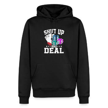 Tais-toi et distribue un joueur de poker - Sweat à capuche Premium bio Homme - noir - Devant - Nico (187cm)