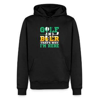 Golf et bière C’est pourquoi je suis ici Par Tee Golfing - Sweat à capuche Premium bio Homme - noir - Devant - Nico (187cm)