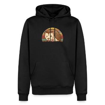 Igel Retro Stacheligel Vintage - Männer Premium Bio Hoodie - Schwarz - Vorne - Nico (187cm)