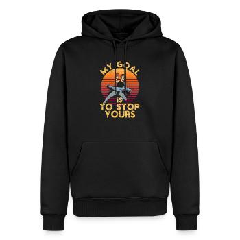 Mein Ziel ist es, Ihr lustiges Wasserball-Torwart - Männer Premium Bio Hoodie - Schwarz - Vorne - Nico (187cm)