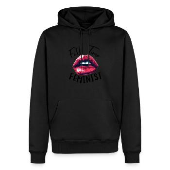VOLLZEIT-FEMINISTIN - Männer Premium Bio Hoodie - Schwarz - Vorne - Nico (187cm)