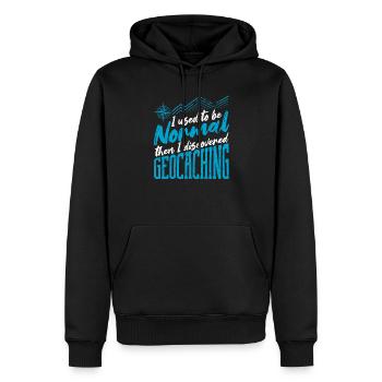 I used to be normal, then I discovered geocache - Men’s Premium Organic Hoodie - black - Front - Nico (187cm)