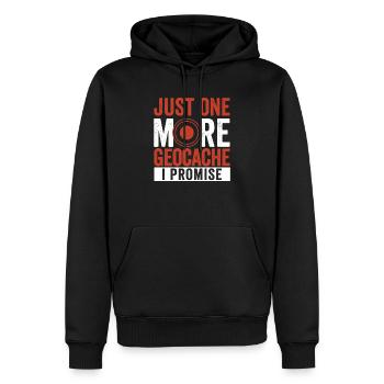 Nur noch ein Geocache ich verspreche lustig - Männer Premium Bio Hoodie - Schwarz - Vorne - Nico (187cm)