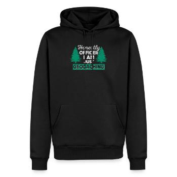 Honnêtement, officier, je ne fais que du géocaching, de la fantaisie - Sweat à capuche Premium bio Homme - noir - Devant - Nico (187cm)