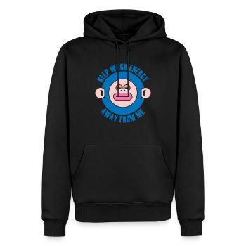 Halte Wack Energy von mir fern - Männer Premium Bio Hoodie - Schwarz - Vorne - Nico (187cm)