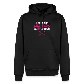 Juste une fille qui aime le géocaching Drôle - Sweat à capuche Premium bio Homme - noir - Devant - Nico (187cm)
