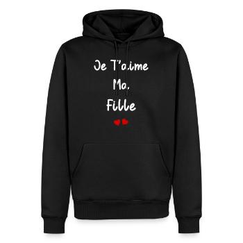 je t'aime ma fille - Sweat à capuche Premium bio Homme - noir - Devant - Nico (187cm)