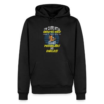 I am currently unsupervised - Männer Premium Bio Hoodie - Schwarz - Vorne - Nico (187cm)