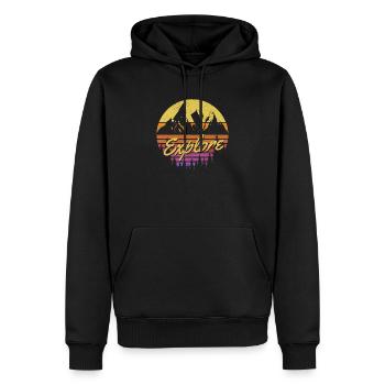 Discover Retro Rainbow Gradient Mountain - Men’s Premium Organic Hoodie - black - Front - Nico (187cm)