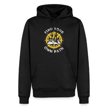 Trouvez votre propre chemin Boussole de montagne Drôle - Sweat à capuche Premium bio Homme - noir - Devant - Nico (187cm)