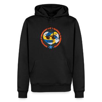 L’éducation est importante, mais le vollyball est important1 - Sweat à capuche Premium bio Homme - noir - Devant - Nico (187cm)