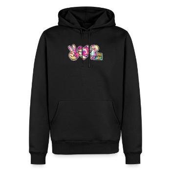 Tie-dye Peace Love Second 2nd Grade Cute School - Men’s Premium Organic Hoodie - black - Front - Nico (187cm)