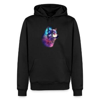 Wolf Galaxy Space Graphic Wolf Lover - Sweat à capuche Premium bio Homme - noir - Devant - Nico (187cm)