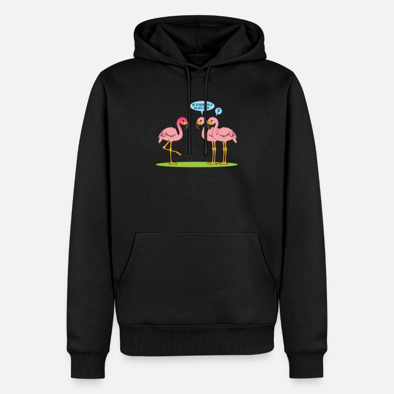 Flamingo Witz - Männer Premium Bio Hoodie - Schwarz