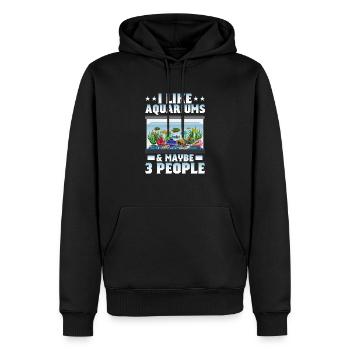 J’aime les aquariums et peut-être 3 personnes qui gardent des poissons - Sweat à capuche Premium bio Homme - noir - Devant - Nico (187cm)