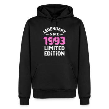 Legendary since 1993 - Men’s Premium Organic Hoodie - black - Front - Nico (187cm)
