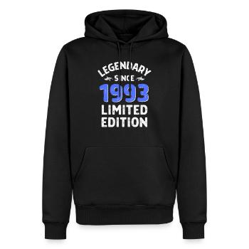 Legendary since 1993 - Men’s Premium Organic Hoodie - black - Front - Nico (187cm)
