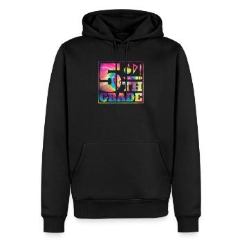 Tie Dye 5. Klasse Hier komme ich Lehrer Fünfte zur - Männer Premium Bio Hoodie - Schwarz - Vorne - Nico (187cm)