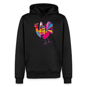 Paon - Dessin d'enfant - Sweat à capuche Premium bio Homme - noir - Devant - Nico (187cm)