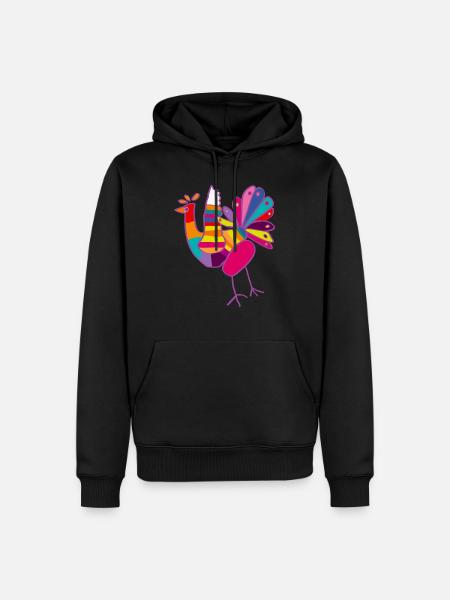 Peacock - Child drawing - Men’s Premium Organic Hoodie - black