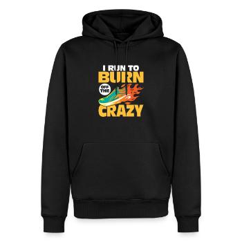 Je cours jusqu’à la brûlure du marathon fou en courant sur sentier - Sweat à capuche Premium bio Homme - noir - Devant - Nico (187cm)