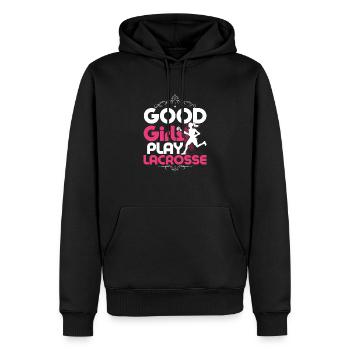 Good Girls Play Lacrosse Lifestyle Player - Männer Premium Bio Hoodie - Schwarz - Vorne - Nico (187cm)