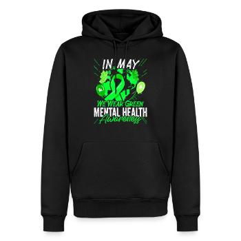 Nous portons un jumelage vert de sensibilisation à la santé mentale - Sweat à capuche Premium bio Homme - noir - Devant - Nico (187cm)