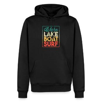 Wake Lake Boat Surf Funny Wakesurf Board Surfen - Männer Premium Bio Hoodie - Schwarz - Vorne - Nico (187cm)