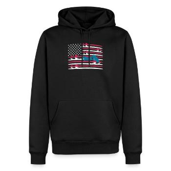 Vintage Surfboard USA Flagge Surfen Wake Surf - Männer Premium Bio Hoodie - Schwarz - Vorne - Nico (187cm)