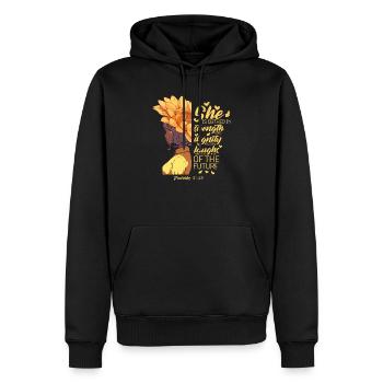 Verset de la Bible chrétienne Proverbes de tournesol Cool Pun - Sweat à capuche Premium bio Homme - noir - Devant - Nico (187cm)