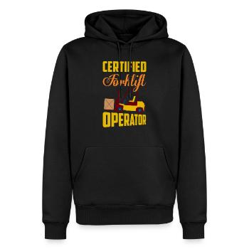Certified Forklift Operator Lifting Warehouse - Men’s Premium Organic Hoodie - black - Front - Nico (187cm)