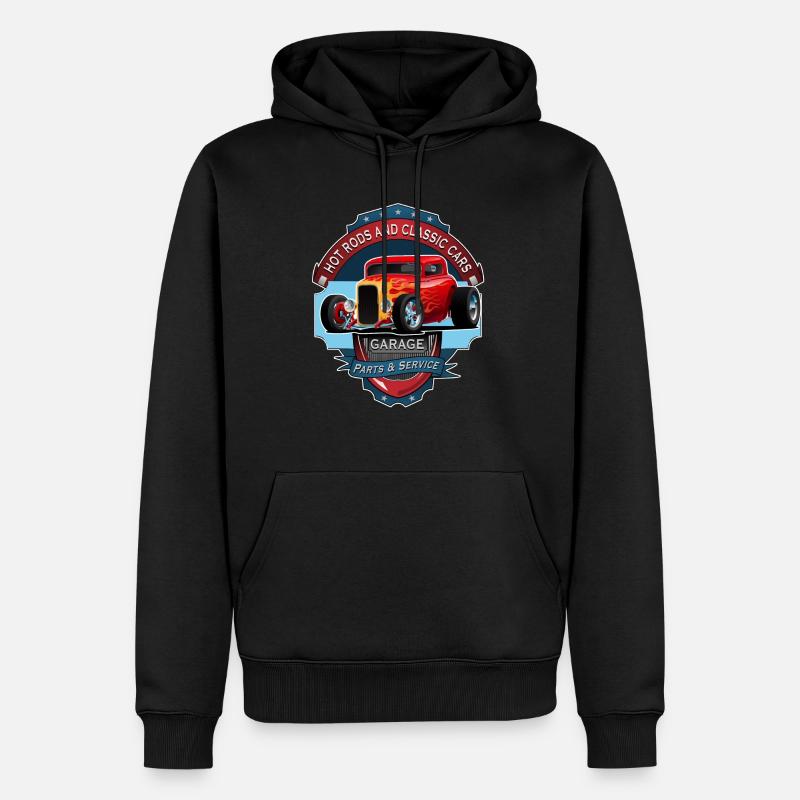 OLDTIMER - AUTOWERKSTATT - Männer Premium Bio Hoodie - Schwarz