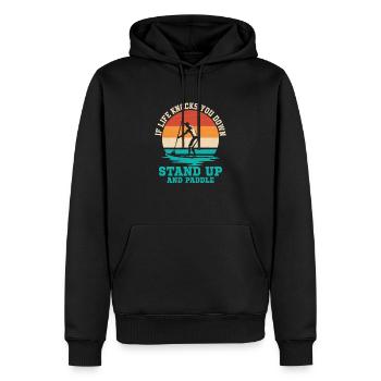 Si la vie vous renverse, levez-vous et pagayez - Sweat à capuche Premium bio Homme - noir - Devant - Nico (187cm)