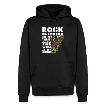 Rock Climbing is my Therapy - Men’s Premium Organic Hoodie - black - Front - Nico (187cm)