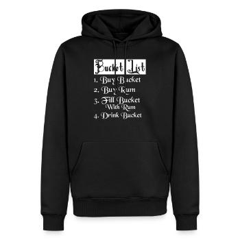 Bucket List 1. Buy Bucket 2. Buy Rum Alcohol Drink - Männer Premium Bio Hoodie - Schwarz - Vorne - Nico (187cm)
