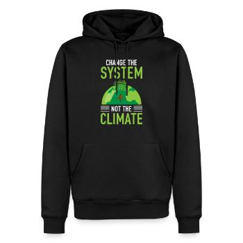 Change the System, Not the Climate - Men’s Premium Organic Hoodie - black - Front - Nico (187cm)