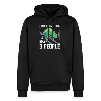 I Like Chameleons & Maybe 3 People Reptile Lizard - Männer Premium Bio Hoodie - Schwarz - Vorne - Nico (187cm)