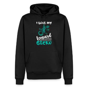 J’aime mon réptile amoureux lézard gecko lézard - Sweat à capuche Premium bio Homme - noir - Devant - Nico (187cm)