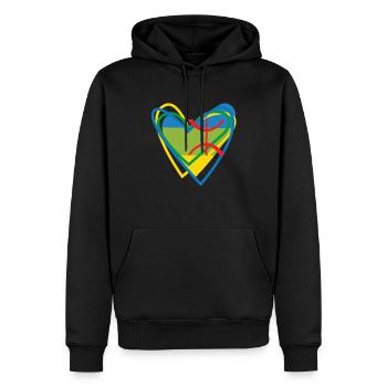Ich bin Kabylen in meinem Herzen AMAZIGH - Männer Premium Bio Hoodie - Schwarz - Vorne - Nico (187cm)
