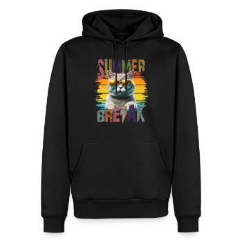 Summerbreak Coole Katze mit Sonnenbrille im Sommer - Männer Premium Bio Hoodie - Schwarz - Vorne - Nico (187cm)