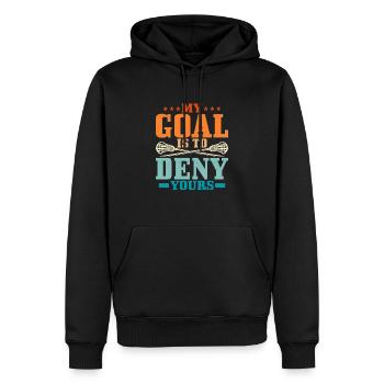 My Goal Is To Deny Yours Lacrosse Player - Männer Premium Bio Hoodie - Schwarz - Vorne - Nico (187cm)