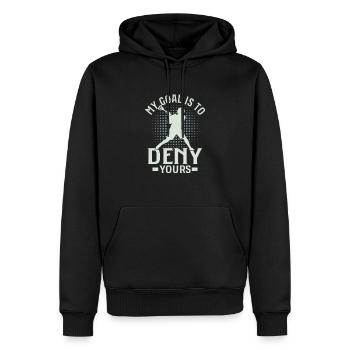 My Goal Is To Deny Yours Player Lacrosse - Männer Premium Bio Hoodie - Schwarz - Vorne - Nico (187cm)