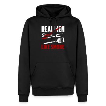 Les vrais hommes sentent la fumée Smoker BBQ Grilling - Sweat à capuche Premium bio Homme - noir - Devant - Nico (187cm)