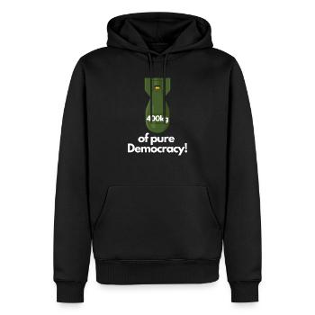 400kg of pure Democracy! - Men’s Premium Organic Hoodie - black - Front - Nico (187cm)