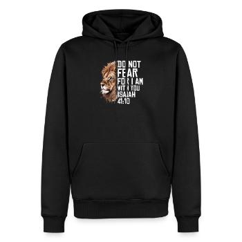 Christlich Religiös Bibel Vers Sprüche Löwe Wortspiel - Männer Premium Bio Hoodie - Schwarz - Vorne - Nico (187cm)