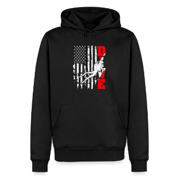 Plongée drapeau américain Plongée US Patriot - Sweat à capuche Premium bio Homme - noir - Devant - Nico (187cm)