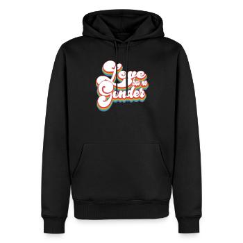 Mois de la fierté LGBTQ - Pas de genre pour l’amour - Sweat à capuche Premium bio Homme - noir - Devant - Nico (187cm)