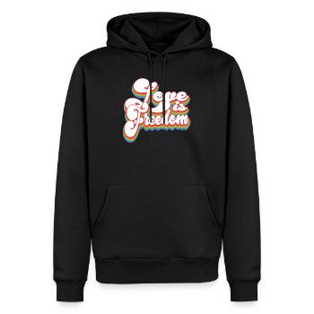 L’amour, c’est la liberté - Mois de la fierté LGBTQ - Sweat à capuche Premium bio Homme - noir - Devant - Nico (187cm)